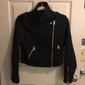 BOOHOO BLACK FAUX SUEDE BIKER JACKET